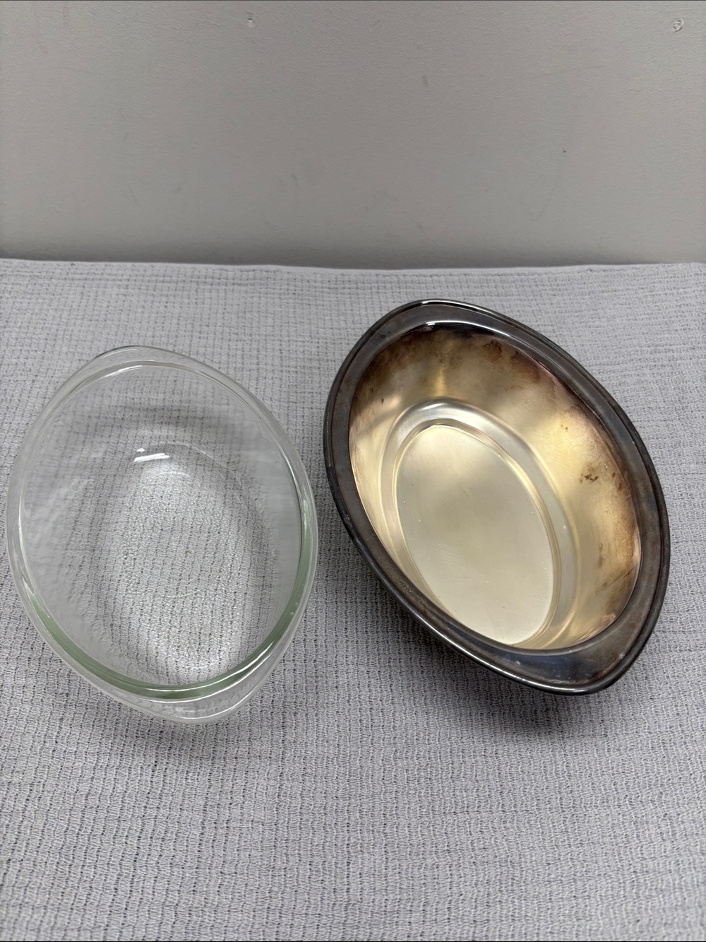 Abington Silverplate Oval Casserole Dish Mid-Century 1 Qt Glasbake J-235 Insert